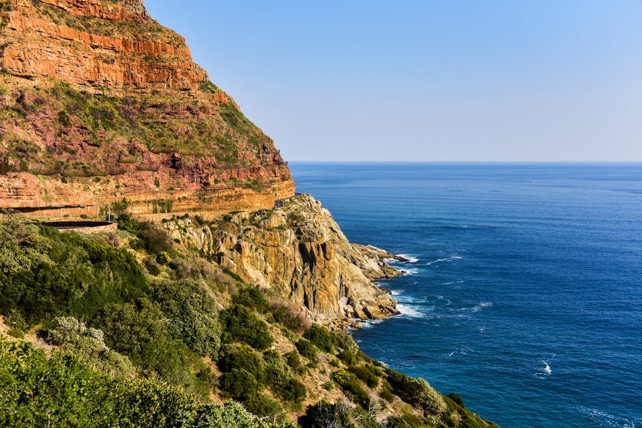 Beautiful coastal cliffs and ocean view in South Africa, showcasing natures vibrant hues.